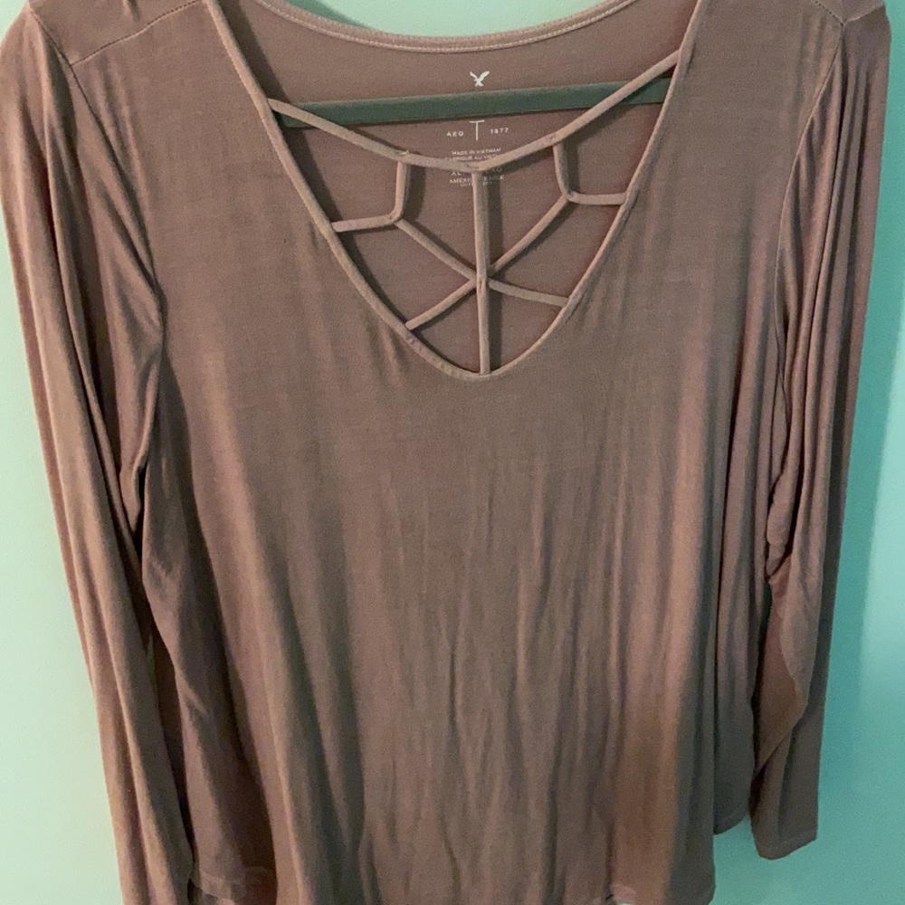 AEO Long sleeve criss cross top